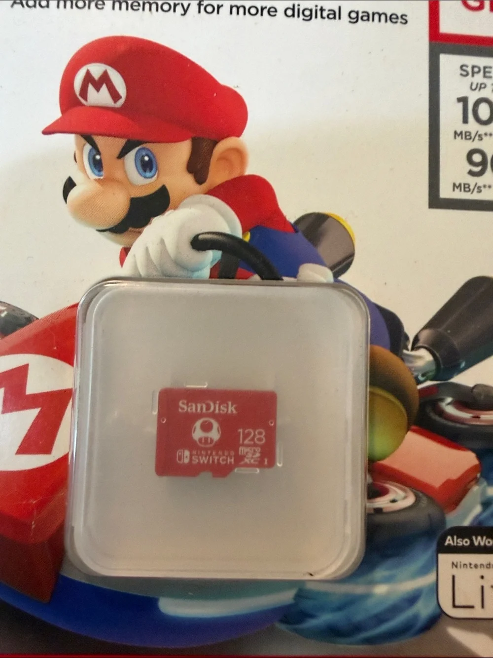 Nintendo Switch SanDisk Mario Mushroom 128gb microsdxc micro sd unopened nwt